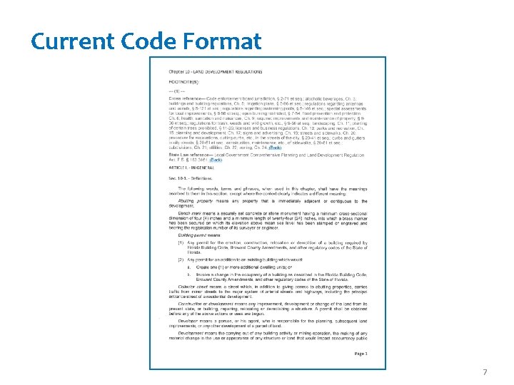 Current Code Format 7 