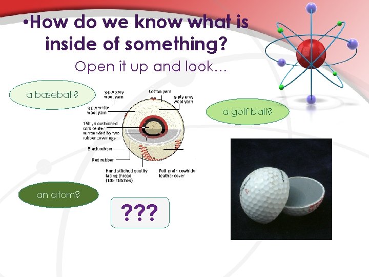  • How do we know what is inside of something? Open it up