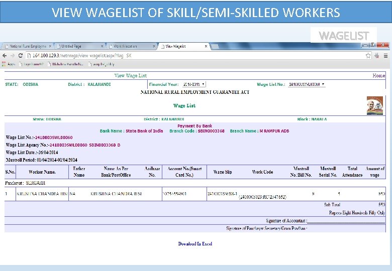 VIEW WAGELIST OF SKILL/SEMI-SKILLED WORKERS WAGELIST 