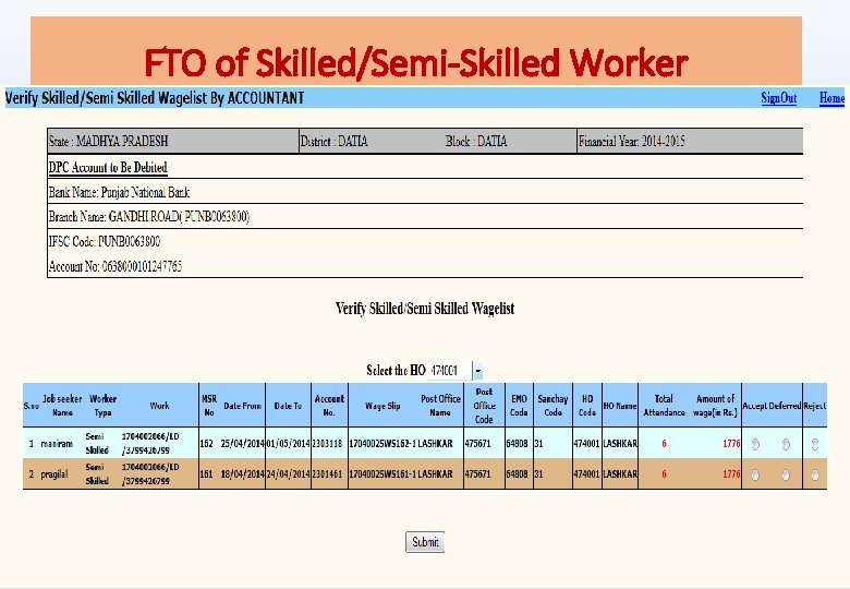 FTO of Skilled/Semi-Skilled Worker 16 