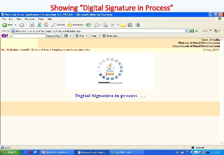Showing “Digital Signature in Process” 