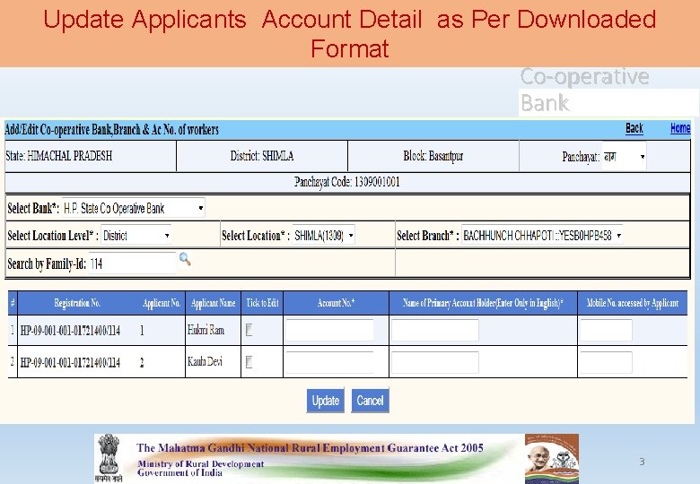 Update Applicants Account Detail as Per Downloaded Format Co-operative Bank 3 