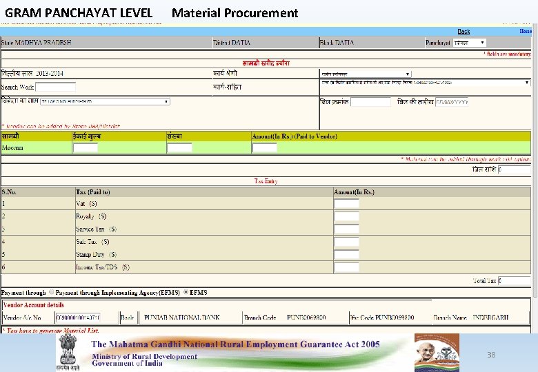 GRAM PANCHAYAT LEVEL Material Procurement 38 