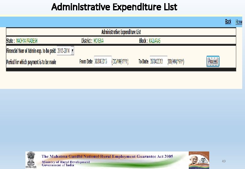 Administrative Expenditure List 49 