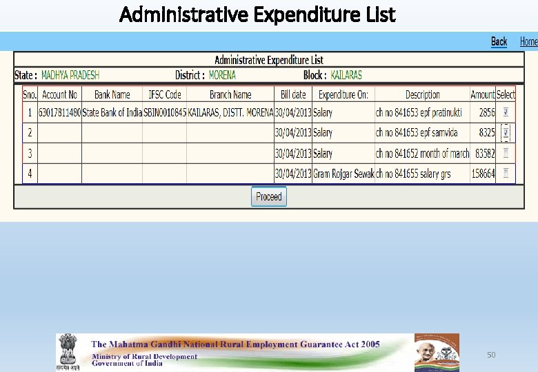 Administrative Expenditure List 50 
