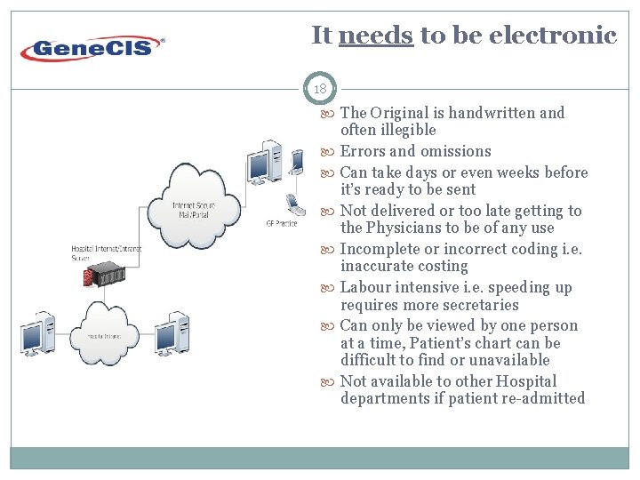 It needs to be electronic 18 The Original is handwritten and often illegible Errors