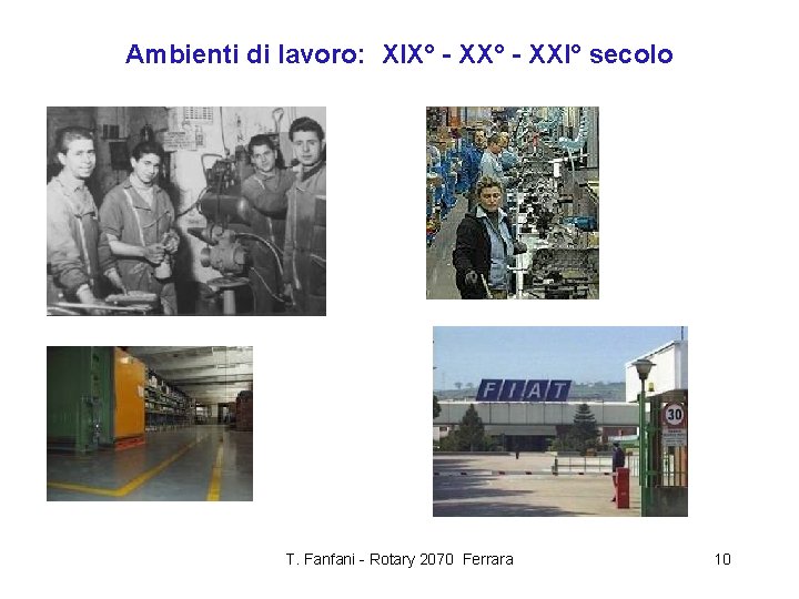 Ambienti di lavoro: XIX° - XXI° secolo T. Fanfani - Rotary 2070 Ferrara 10