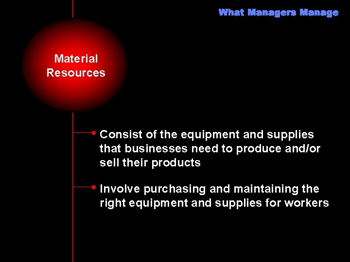 Material Resources • Consist of the equipment and supplies that businesses need to produce