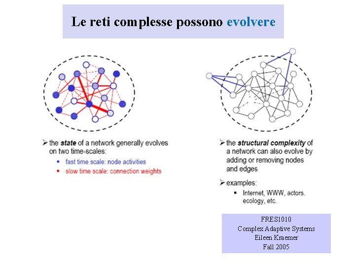 Le reti complesse possono evolvere FRES 1010 Complex Adaptive Systems Eileen Kraemer Fall 2005