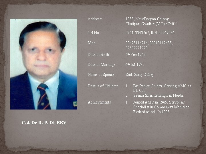 Address: 1083, New Darpan Colony Thatipur, Gwalior (M. P) 474011 Tel. No 0751 -2342767, Address: 1083, New Darpan Colony Thatipur, Gwalior (M. P) 474011 Tel. No 0751 -2342767,