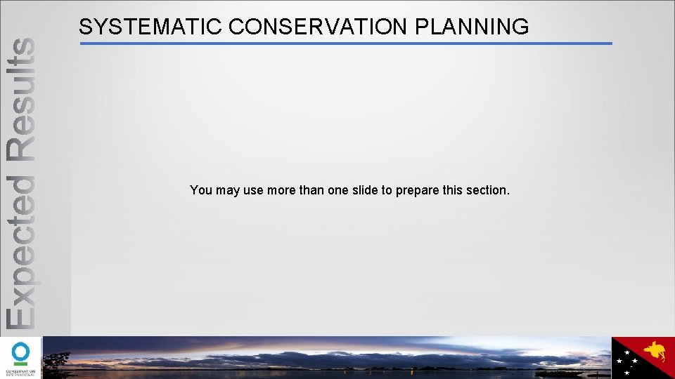 SYSTEMATIC CONSERVATION PLANNING You may use more than one slide to prepare this section.