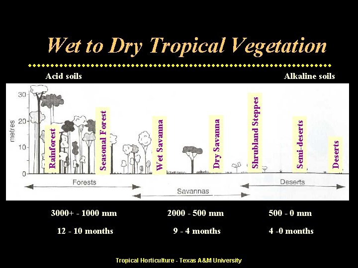 Wet to Dry Tropical Vegetation 3000+ - 1000 mm 2000 - 500 mm 500