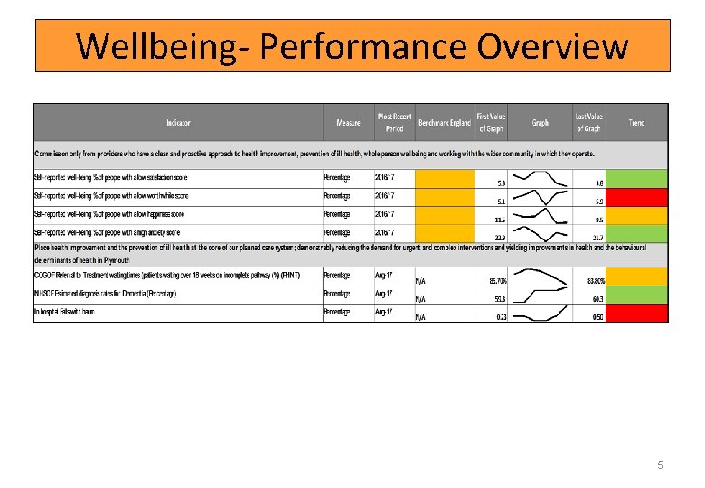 Wellbeing- Performance Overview 5 