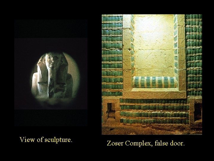 View of sculpture. Zoser Complex, false door. 