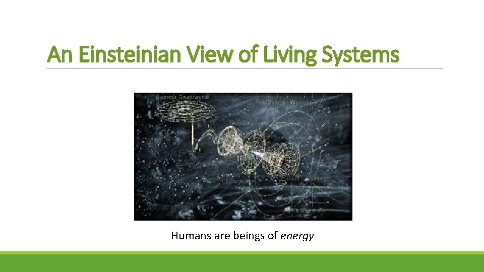 An Einsteinian View of Living Systems Humans are beings of energy 