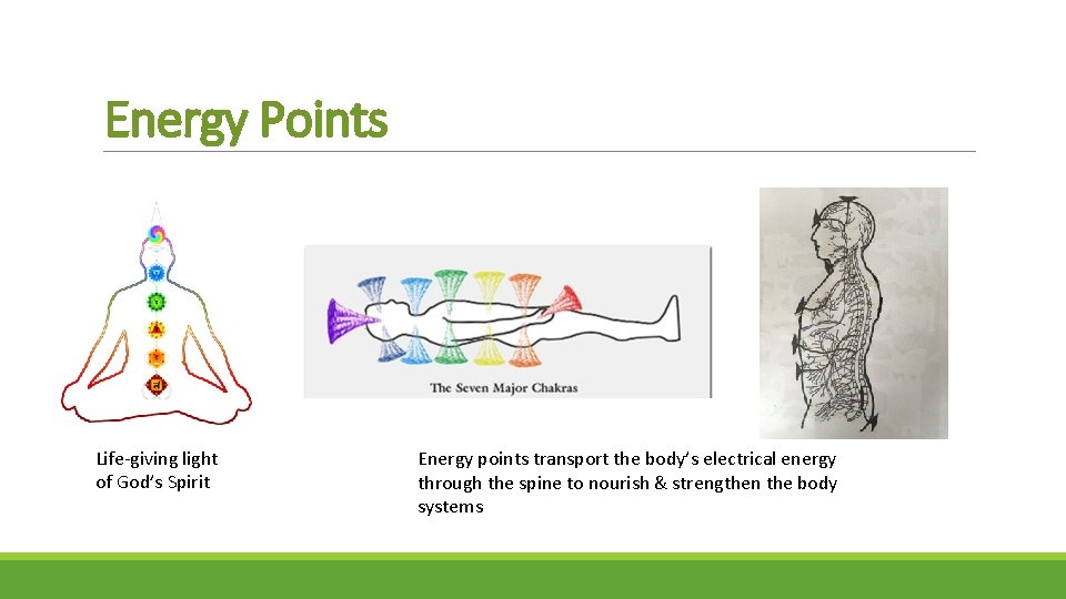 Energy Points Life-giving light of God’s Spirit Energy points transport the body’s electrical energy