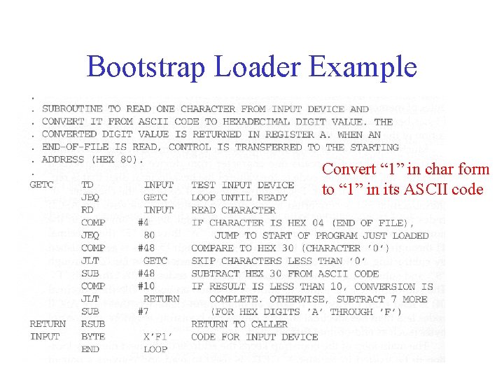 Bootstrap Loader Example Convert “ 1” in char form to “ 1” in its