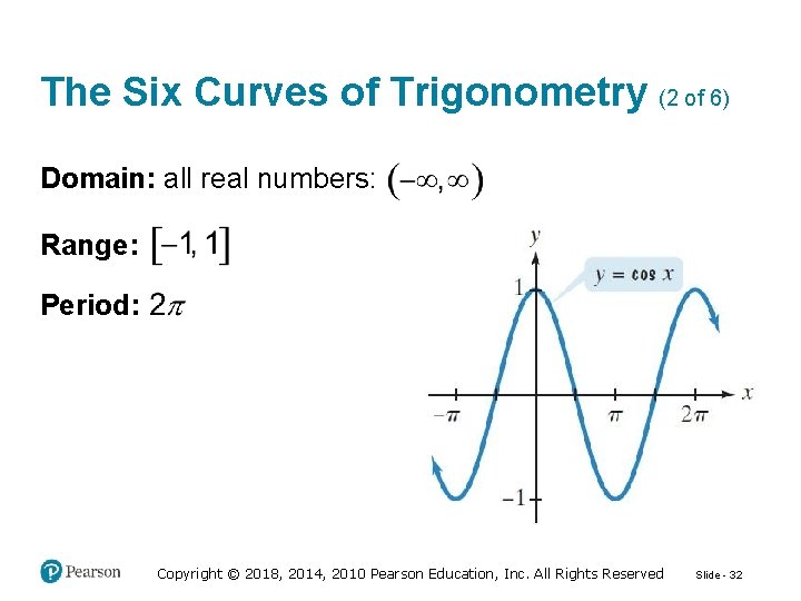 The Six Curves of Trigonometry (2 of 6) Domain: all real numbers: Range: Period: