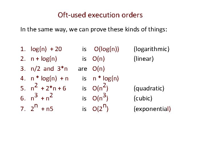 Oft-used execution orders In the same way, we can prove these kinds of things: