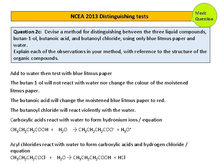NCEA 2013 Distinguishing tests Merit Question 2 c: Devise a method for distinguishing between NCEA 2013 Distinguishing tests Merit Question 2 c: Devise a method for distinguishing between