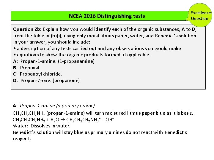 NCEA 2016 Distinguishing tests Excellence Question 2 b: Explain how you would identify each NCEA 2016 Distinguishing tests Excellence Question 2 b: Explain how you would identify each