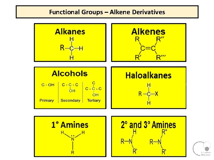 Functional Groups – Alkene Derivatives Functional Groups – Alkene Derivatives