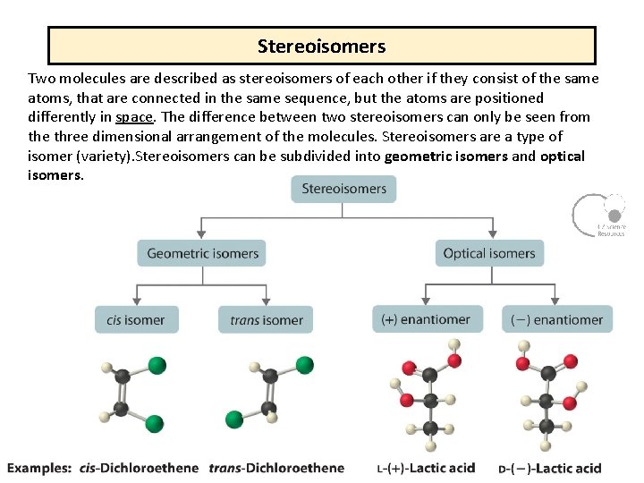 Stereoisomers Two molecules are described as stereoisomers of each other if they consist of Stereoisomers Two molecules are described as stereoisomers of each other if they consist of