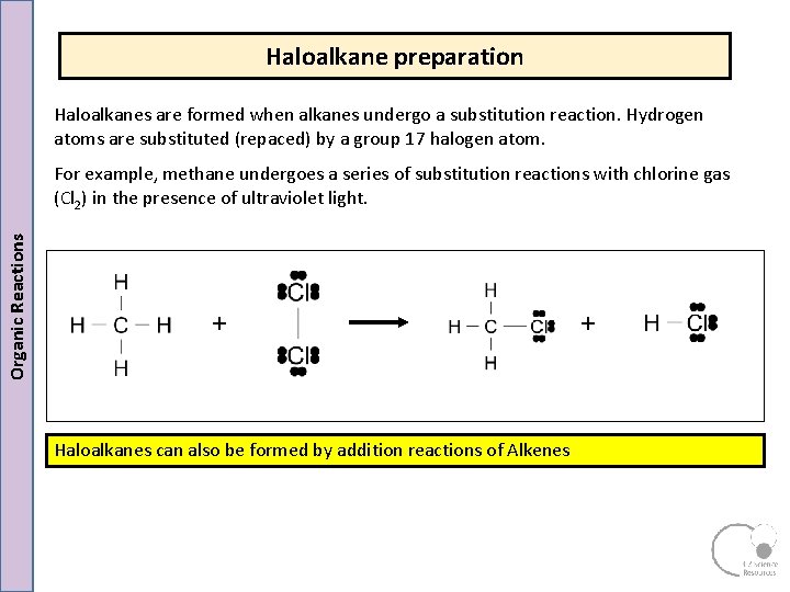 Haloalkane preparation Haloalkanes are formed when alkanes undergo a substitution reaction. Hydrogen atoms are Haloalkane preparation Haloalkanes are formed when alkanes undergo a substitution reaction. Hydrogen atoms are