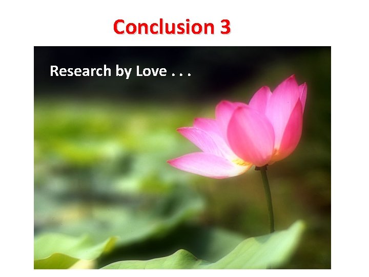 Conclusion 3 Research by Love. . . D. Khalili Conclusion 3 Research by Love. . . D. Khalili