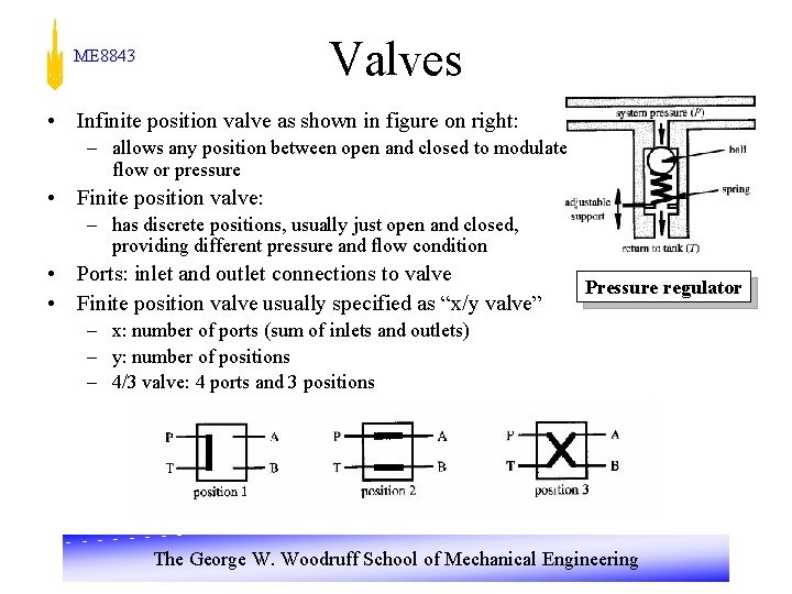 Valves ME 8843 • Infinite position valve as shown in figure on right: –