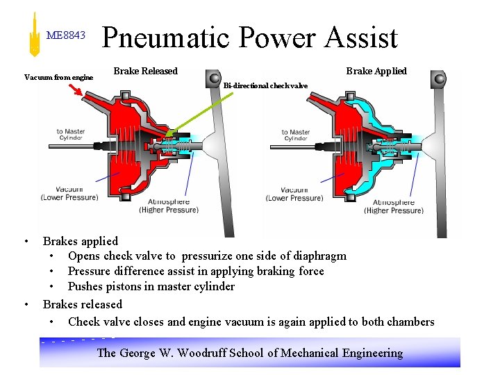 ME 8843 Vacuum from engine • • Pneumatic Power Assist Brake Released Brake Applied