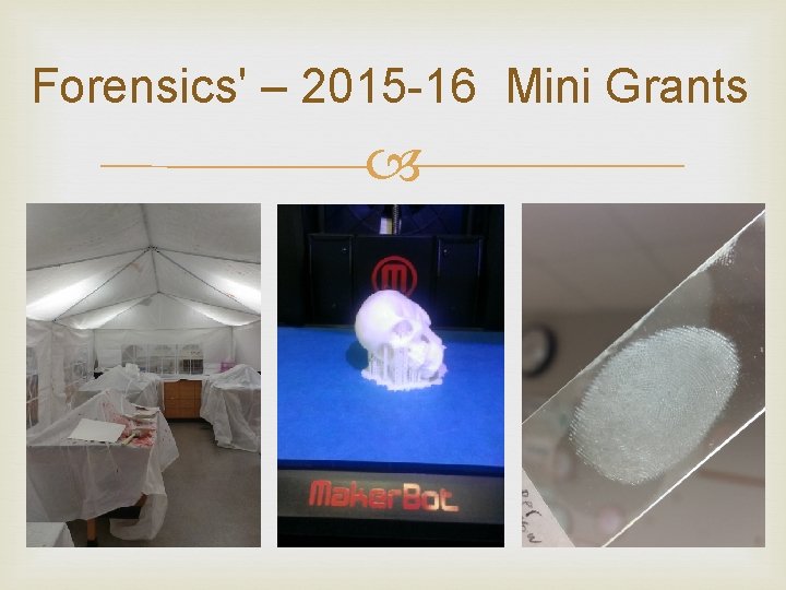 Forensics' – 2015 -16 Mini Grants Forensics' – 2015 -16 Mini Grants