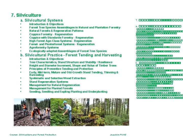 7. Silviculture 5. General ad Ecosystems Ecology Cycles 7. Silviculture a. Silvicultural Systems •