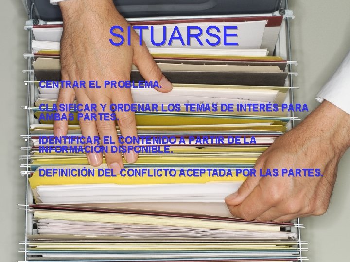 SITUARSE • CENTRAR EL PROBLEMA. • CLASIFICAR Y ORDENAR LOS TEMAS DE INTERÉS PARA