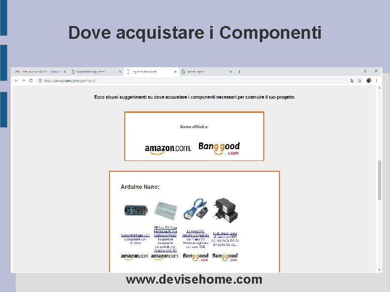 Dove acquistare i Componenti www. devisehome. com 