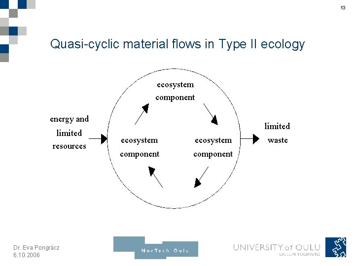 13 Quasi-cyclic material flows in Type II ecology ecosystem component energy and limited resources