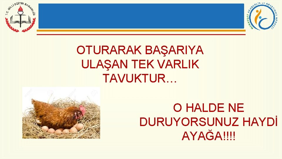 OTURARAK BAŞARIYA ULAŞAN TEK VARLIK TAVUKTUR… O HALDE NE DURUYORSUNUZ HAYDİ AYAĞA!!!! 