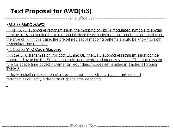 Text Proposal for AWD(1/3) ---------------------- Start of the Text ------------------------ • 15. 3. xx