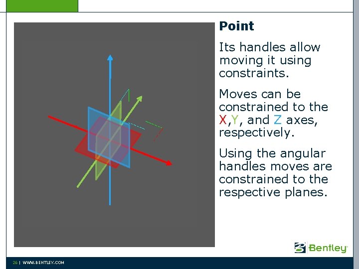 Point Its handles allow moving it using constraints. Moves can be constrained to the