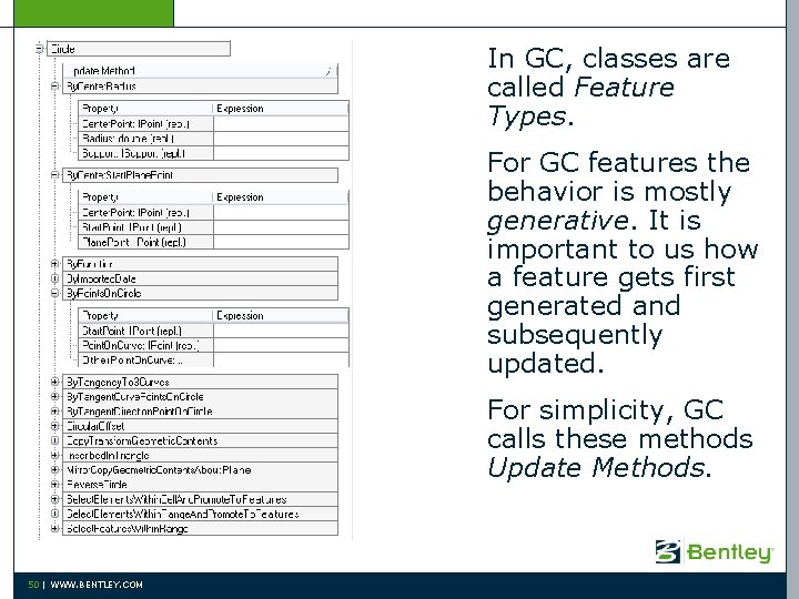 In GC, classes are called Feature Types. For GC features the behavior is mostly