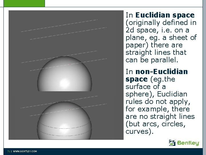 In Euclidian space (originally defined in 2 d space, i. e. on a plane,