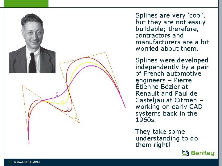 Splines are very ‘cool’, but they are not easily buildable; therefore, contractors and manufacturers