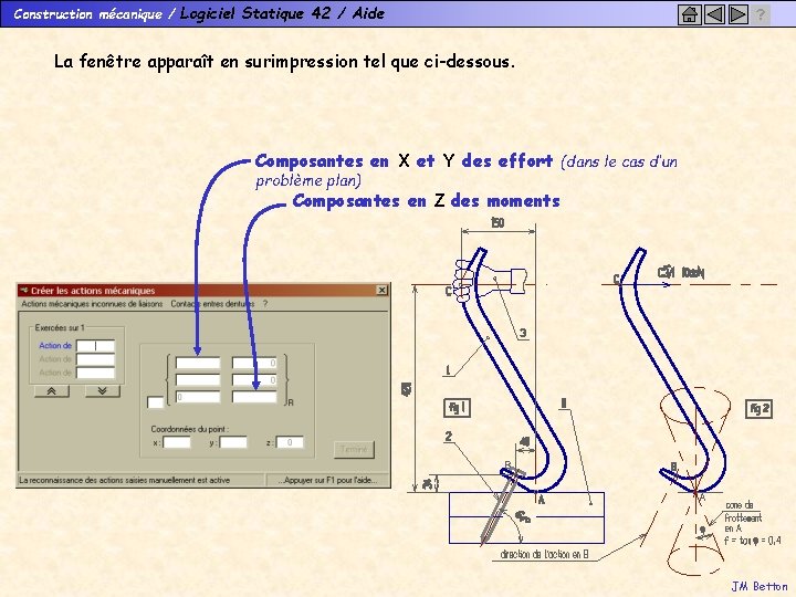 Construction mécanique / Logiciel Statique 42 / Aide ? La fenêtre apparaît en surimpression