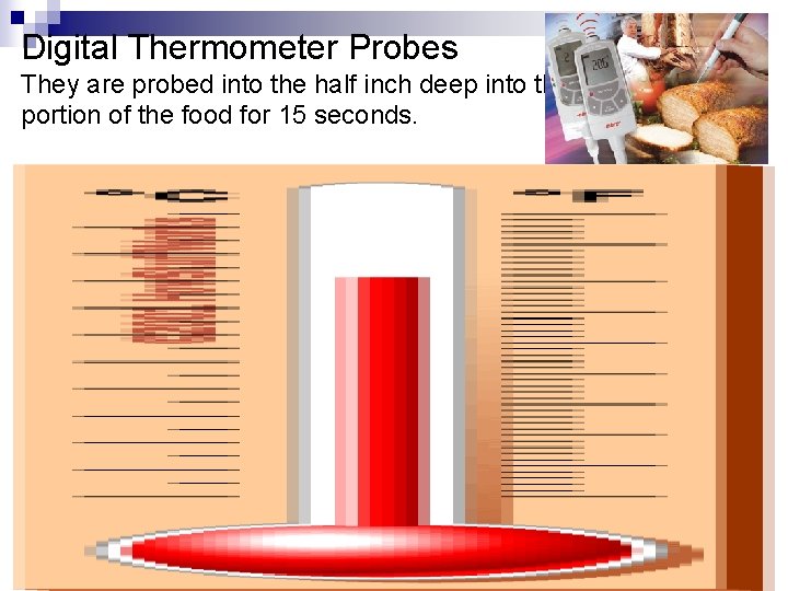 Digital Thermometer Probes They are probed into the half inch deep into the thickest