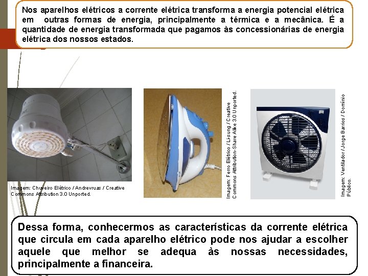 Imagem: Ventilador / Jorge Barrios / Domínio Público. Imagem: Chuveiro Elétrico / Andrevruas /