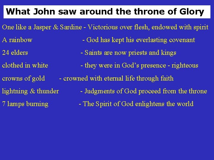 What John saw around the throne of Glory One like a Jasper & Sardine