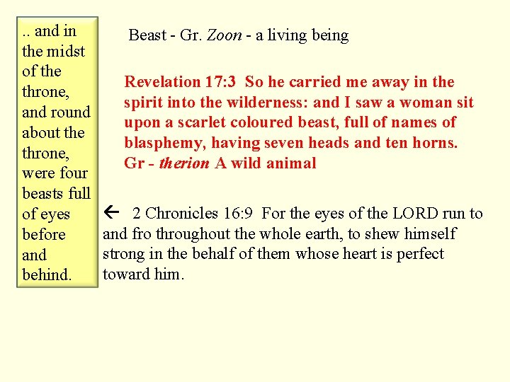 . . and in the midst of the throne, and round about the throne,