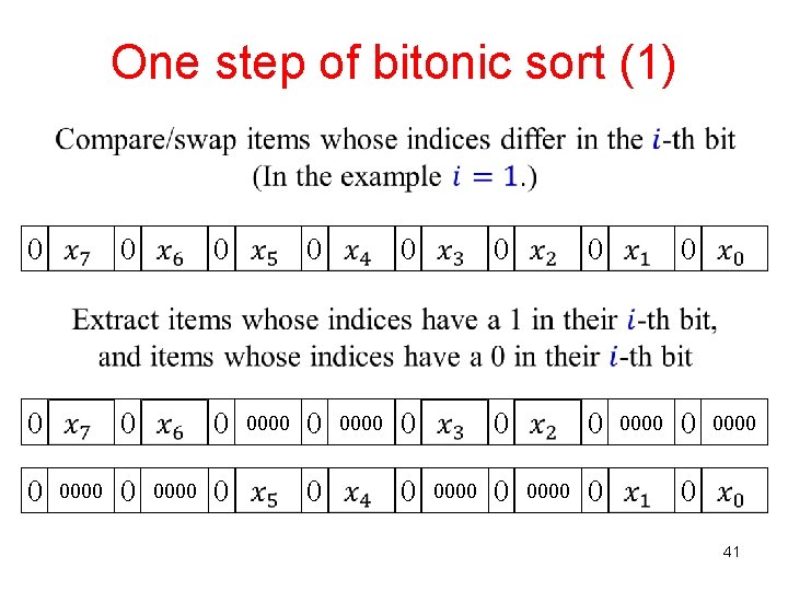 One step of bitonic sort (1) 0 0 0000 0 0000 0 0000 0 One step of bitonic sort (1) 0 0 0000 0 0000 0 0000 0