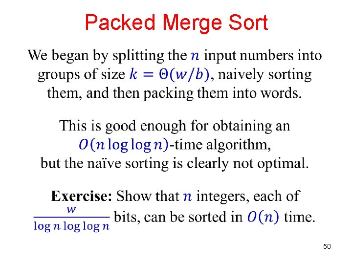 Packed Merge Sort 50 