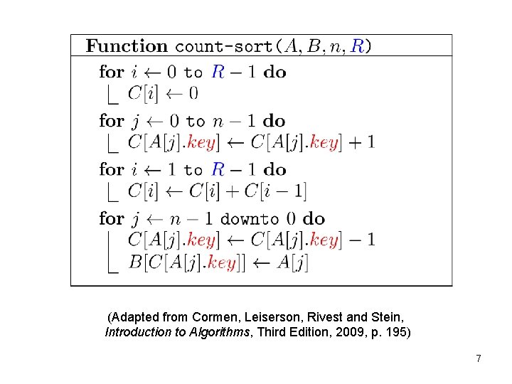 (Adapted from Cormen, Leiserson, Rivest and Stein, Introduction to Algorithms, Third Edition, 2009, p.